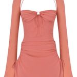 House Of CB BABY PINK CHIFFON CUTOUT HALTER MINI DRESS Photo 1