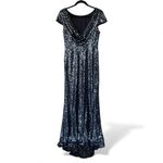 Calvin Klein  Navy Blue Sequin Maxi Gown Dress Gala Wedding Guest size 10 Photo 1