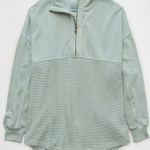 American Eagle AE Oversized Half Size Sweatshirt Lightweight Large/X-Large Sage Photo 0