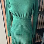 FINCATI Women Dresses Audrey Spring Autumn Belt Fitted Long Sleeve Pleated Ruffl Green Size M Photo 0