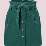 NWT Paperbag High Waist Button Front Corduroy Mini Skirt with Belt Photo 0