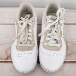 Puma  Carina 2.0 Laser Cut Flowers Sneakers White Gold Logos Athletic Feminine 7 Photo 3