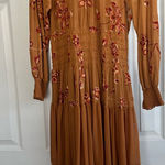 Fig and Flower Rust Floral Long Sleeve Dress Brown Size M Photo 0