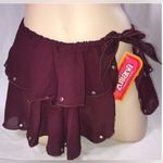 Zuliana Size Small Burgundy Bedazzled Ruffle Side Tie Skirt. Made in USA. New Photo 0