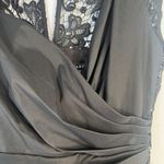Marina Black Faux Wrap Front Lace Back Side Bow Cocktail Formal Dress Size 10 Photo 4