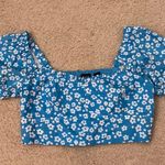 Gap Blue And White Floral Puffy Sleeve Crop Top Photo 0