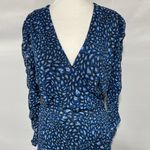 Susan Graver New Animal Print Mesh Midi Wrap Dress Blue Black Size Medium Photo 2