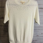 Vine & Love  White Embellished Short Sleeve Top Photo 0