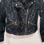 Rock & Republic  Snake Prink Faux Leather Metallic Black & Gold Jacket Size Mediu Photo 2