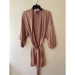 Victoria's Secret  Robe Sz M L Pink Open Front Belted Satin Texture Kimono Sleeves Photo 1