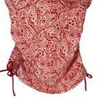 Boden Red & White Paisley Ruched Tied Sides Summer Tankini Top Women Sz 10 Photo 3