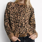 Mango Leopard Print Crew Neck Oversized Sweater(Size Small) Photo 0
