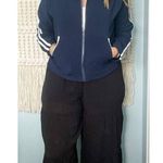 Vintage 80s Track Jacket navy white zip front size medium M Blue Photo 6