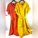 Ashley Stewart 20W Linen Vibrant Orange or Mustard Yellow Women's Shirt Dress Photo 10
