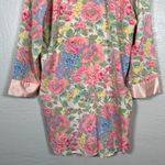 Victoria's Secret Vintage  Women M Pink Floral Double Breasted Pajama Top Satin Photo 5