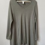 Chico's Womens Size 1 V-Neck Long Sleeve Silk Knit Pullover Casual Sweater Green Photo 3