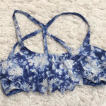 PINK - Victoria's Secret Pink Victoria’s Secret Tie Dye‎ Flounce Ruffle Strappy Bikini Top Blue White m Photo 0