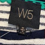 W5  size medium short sleeve black ivory striped blouse black lined neck NWOT Photo 6