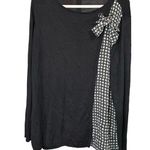 St. John Black Wool Cashmere Geometric Bow Long Sleeve Tunic Pullover Sweater XL Photo 0