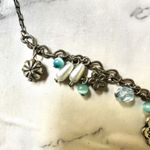Silver tone blue faux pearl flower charm necklace Photo 3