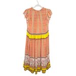 Gibson Latimer Gibson & Latimer Border Print Midi Dress Size Medium Tie Front Ruffle Orange New Photo 3