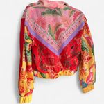 Farm Rio Mixed Scarves Windbreaker Jacket Multicolor Patchwork Maximalist SMALL Photo 5