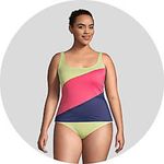 Lands' End Lands’ End Squareneck Tankini Swim Top Plus Size 24W Underwire Sea Navy Lime Photo 6