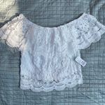 Fashion Q white lace off shoulder Top size large Photo 0