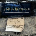 Simon Chang Y2K Blue Camo Metallic Print Hi Rise Cropped Jeans Size 6 Photo 5