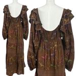 Farm Rio Western Bohemian Brown Dotted Horse Horses Ruffle Maxi Dress Size XL Photo 6
