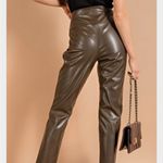 Kori  Vegan Leather Pants - Olive Photo 1