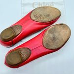 Chloé Chloe Red Leather Ballet Flats w/Black Trim & Brass Logo Nameplate Vintage-38 EU Photo 9