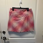 Nike Golf Dri Fit Tan Magenta Tennis Skirt Striped Skort Sz 10 like new Photo 3
