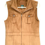 Ralph Lauren A8 Lauren  Suede Tan Utility Vest Size Small Zip Front Pockets Photo 0
