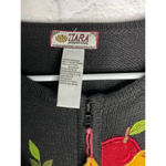 Tiara International Vintage  Fall pumpkin leaves floral knit zip sweater L. Photo 4