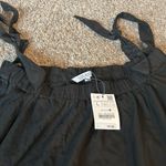 ZARA Basic Denim Women’s Black Off Shoulder Top with Shoulder Tie Sz Large Photo 2