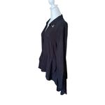 Wrangler Black Rodeo Blouse Western Collar Tips High Low Tiered Womens Large Photo 1