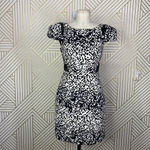 Tibi  Animal Print Leather‎ Panel Dress Black Cream Size US 2 Photo 2