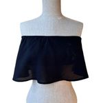 superdown Brooke Strapless Crop Bandeau Tube Top Black Ruffle XXS Photo 0