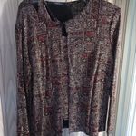 Onyx Nite  Open Front Cardigan/Shell, Size L, Sparkly Red Gold metallic Photo 0