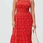 Everlane  Red White Floral The Smock Maxi Dress Photo 0