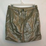J.Crew COLLECTION Solid Gold / Tan Metallic Shiny Mini Skirt Party Cocktail 2 Photo 6
