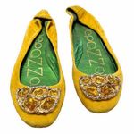 APEPAZZA Simba Ballet Flat Yellow Suede Rhinestones Round Toe Leather Shoes 8 Photo 0