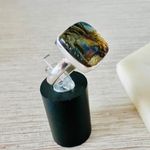 Natural Carving Labradorite Madagascar Sterling Silver Ring Size 9 Blue Photo 6