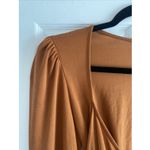 Free People Womens Medium Copper Brown Faux Wrap Top Penny Mesa Combo Long Sleev Photo 3
