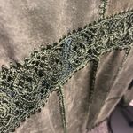 Dressbarn Olive Leather Jacket with Embroidery Green Size L Photo 3