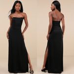 Lulus Extraordinary Presence NWT size Large Black Satin Strapless Maxi Dress Photo 14