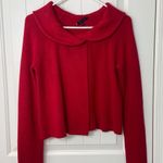 Anne Klein EUC AK  women’s red‎ rounded collar button cropped knit sweater small Photo 0