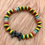 Handmade Grey Video Game Controller Rasta Rainbow Beaded Bracelet Photo 0