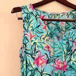 Stella Parker Collection Tropical Floral V Neck Tassel Sleeveless Ruffle Dress L Blue Size L Photo 9